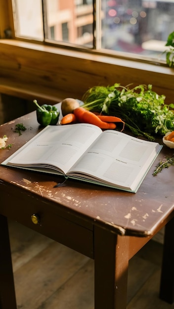 Stôl s varením a knihou receptov